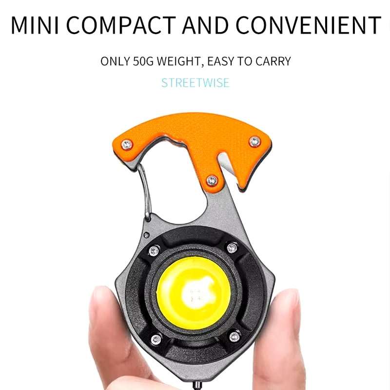 LED Flashlight Portable Multifunctional Mini COB Keychain Lamp USB Rechargeable Work Light Strong Torch Camping Outdoor Lantern